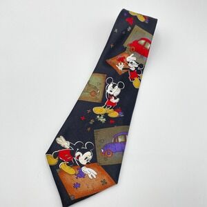 Vintage Mickey Mouse Puzzle Piece ‎ Disney Cars Black Novelty Tie Men's Men